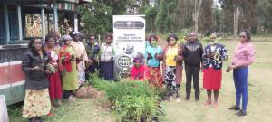 Tree Planting and Water Source Conservation - Women receiving tree seedlings for planting in Meru County